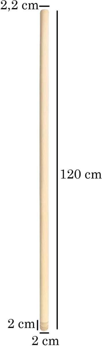 Houten Bezemsteel - Steel met schroefdraad - Schoonmaken en reinigen - FSC gecertificeerd hout - 120cm lengte 22mm dik van Houten — afbeelding 3