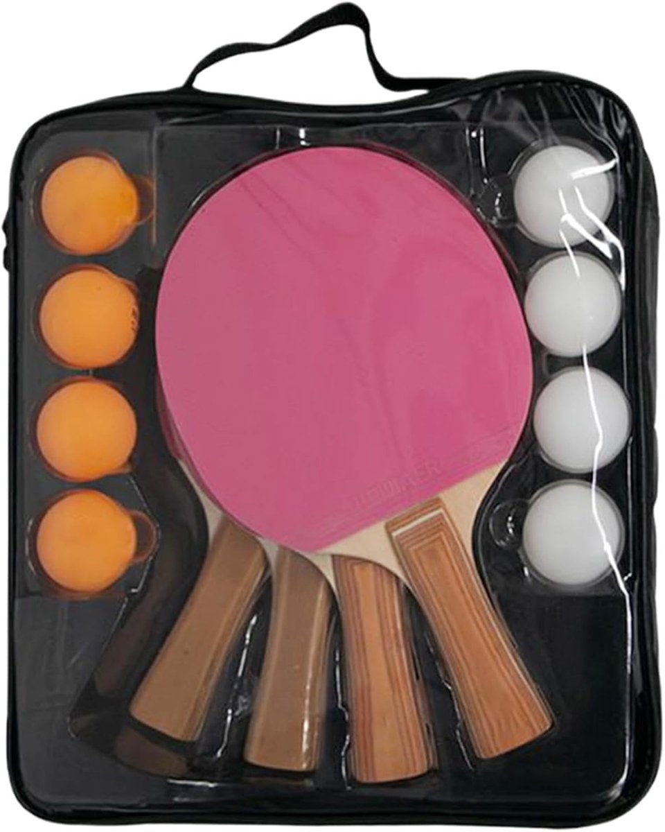 Tafeltennis Set - Rackets met Ballen - Groepsactiviteiten Buiten - Antislip Handgreep - 30 x 27 cm - Kleurrijk