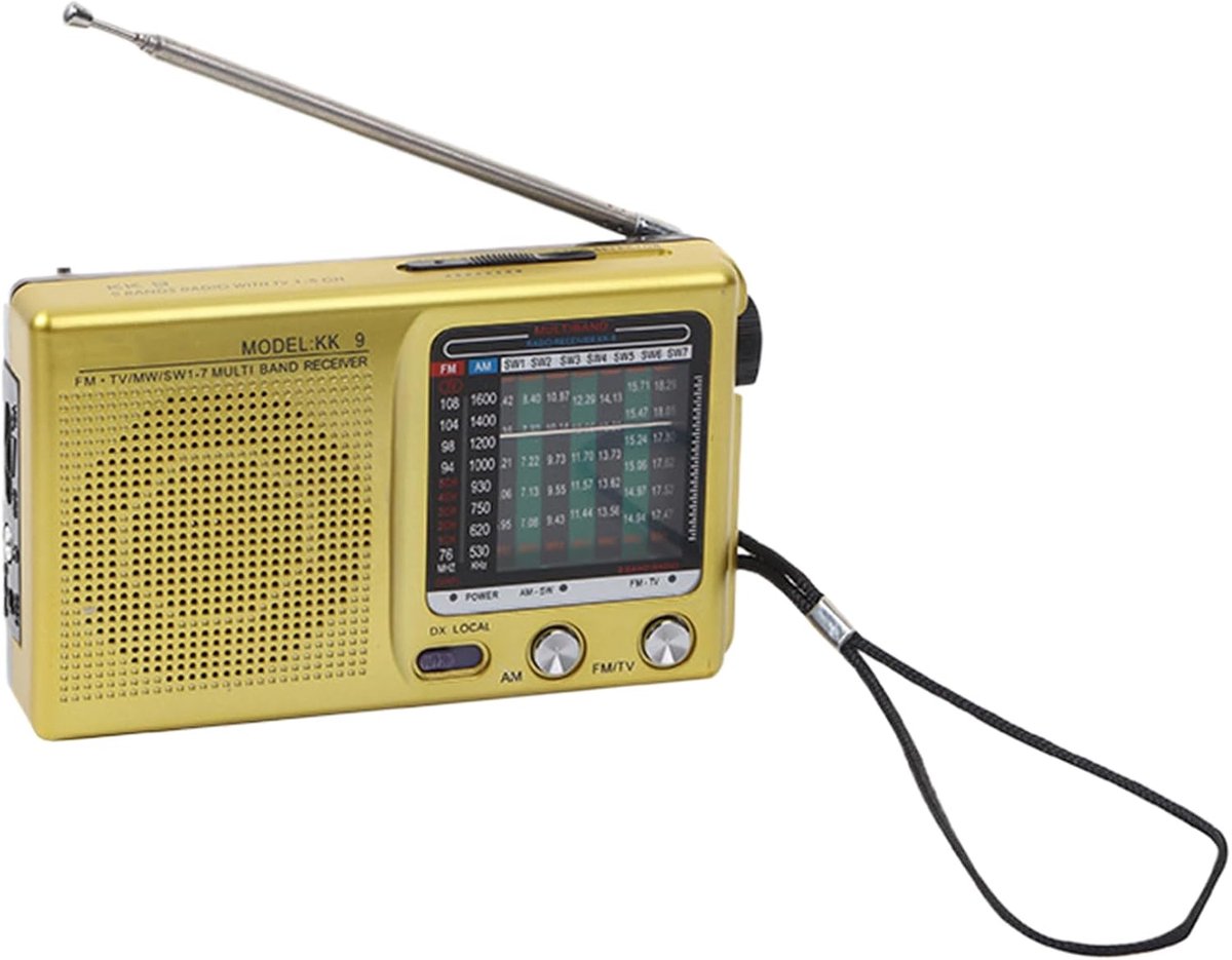 Compacte Radio - Draagbare Ontvanger - Noodgevallen Kamperen - Krachtige Ontvangst Helder Geluid - 14x8x3 cm - Goud