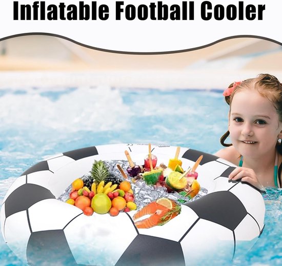 Opblaasbare IJskoeler - Drijvende Drinkemmer - Buitenfeesten Entertainment - Robuust Waterdicht Materiaal - 64 x 64 cm - Voetbal — afbeelding 5