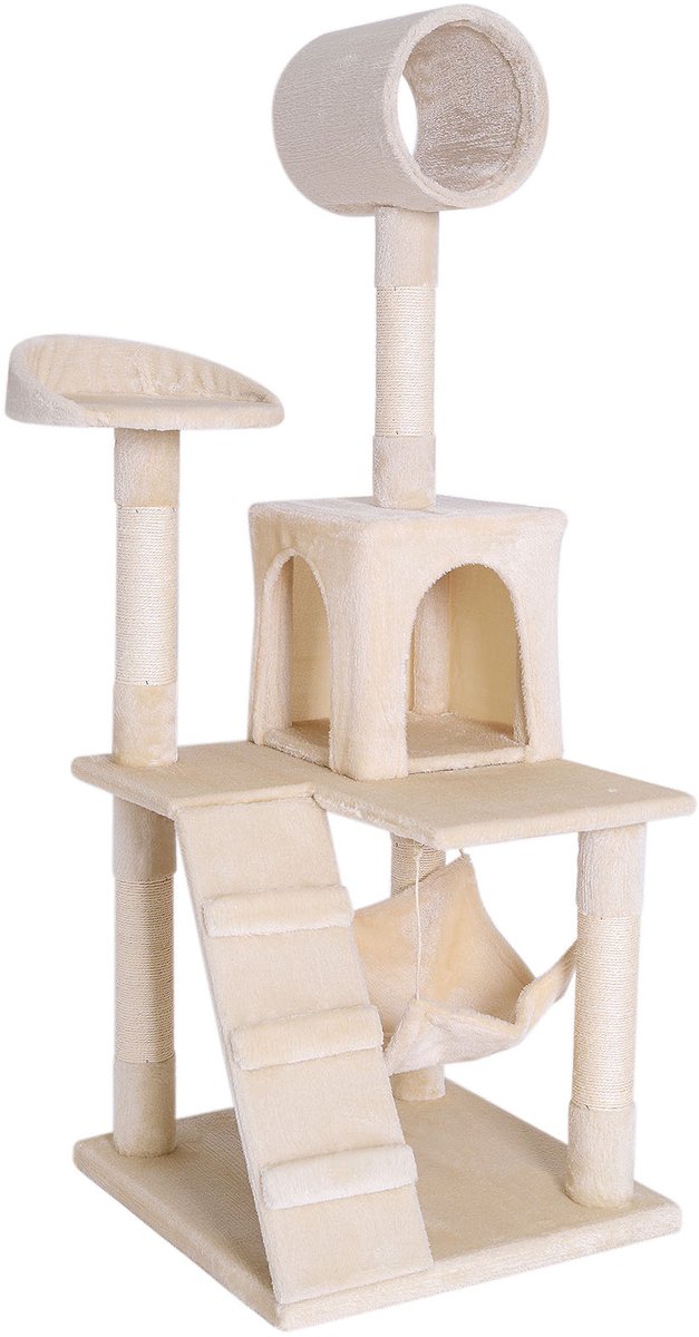 dibea Krabpaal klimboom kattenkrabpaal kattenboom hoogte 133 cm beige