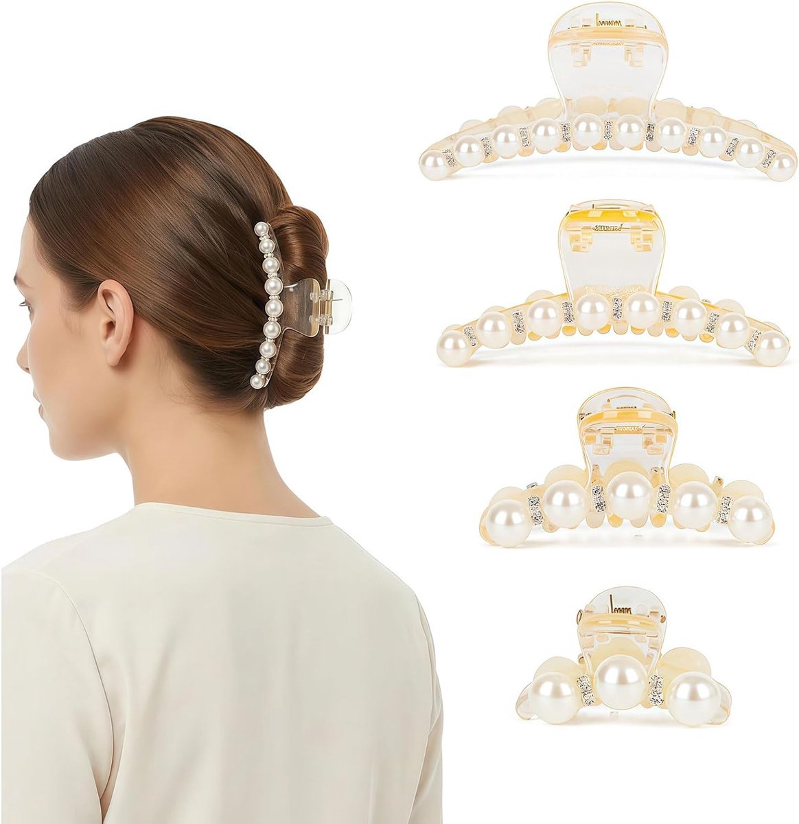 Haaraccessoires Set - Haarspelden Parels - Feestelijke Looks - Vierdelige Set - 19x13x1 cm