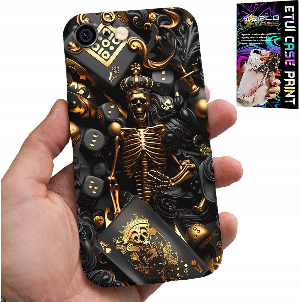 iPhone hoesje (6 Plus) - King Poker dobbelstenen aas patronen voor mannen + glas