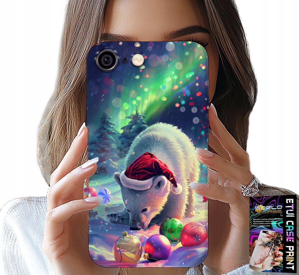 HOESJE VOOR IPHONE (6 PLUS) - HOESJE MET KERSTBEER EN FOLIE