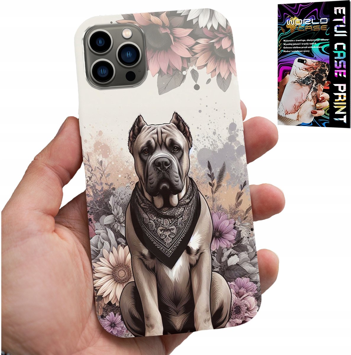 HOESJE VOOR IPHONE 13 PRO MAX - HONDENRASSEN EN HONDENPATRONEN + FOLIE