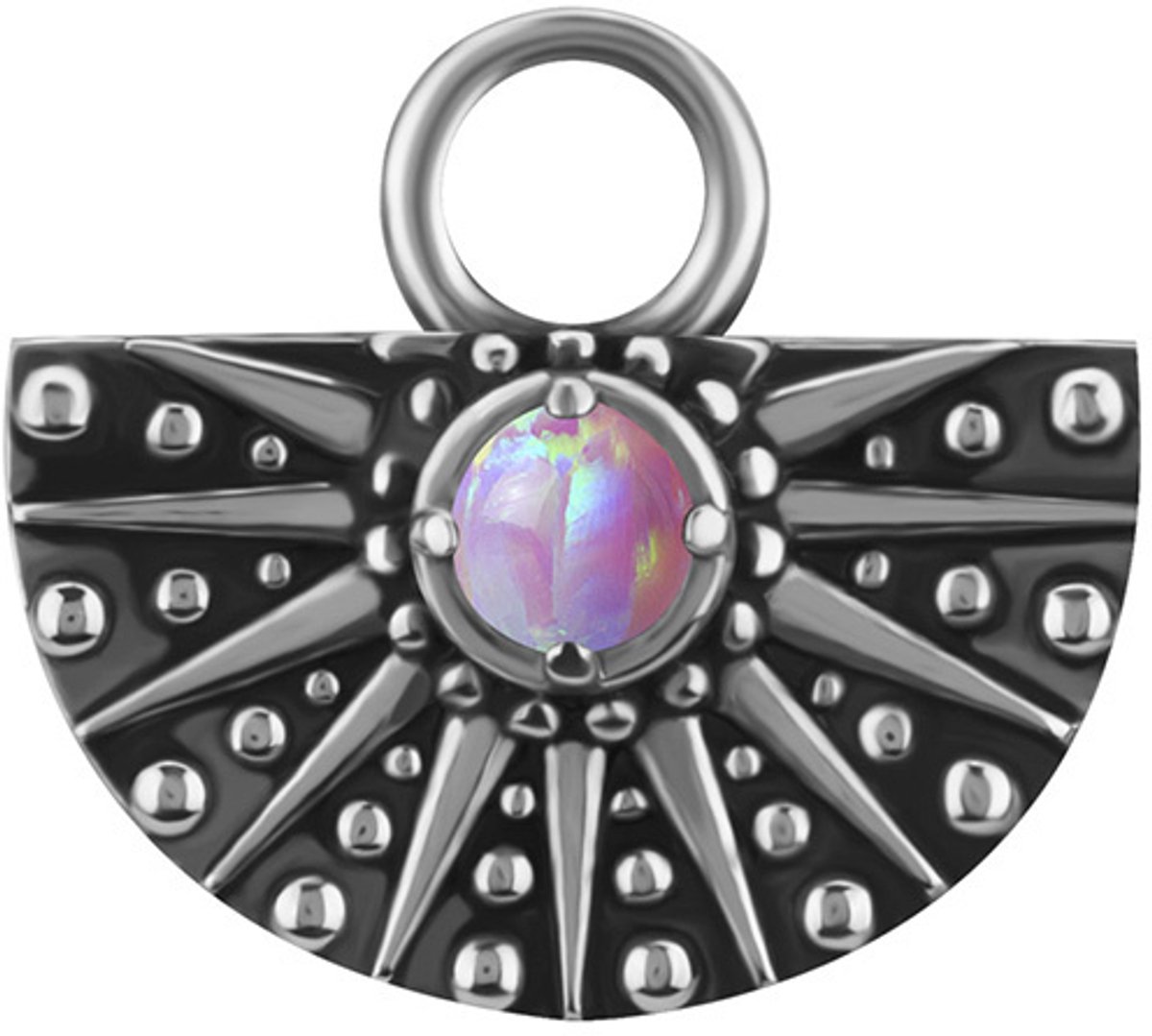 Crazy Needles - Charms - Azuur - Roze Opal - Zilver