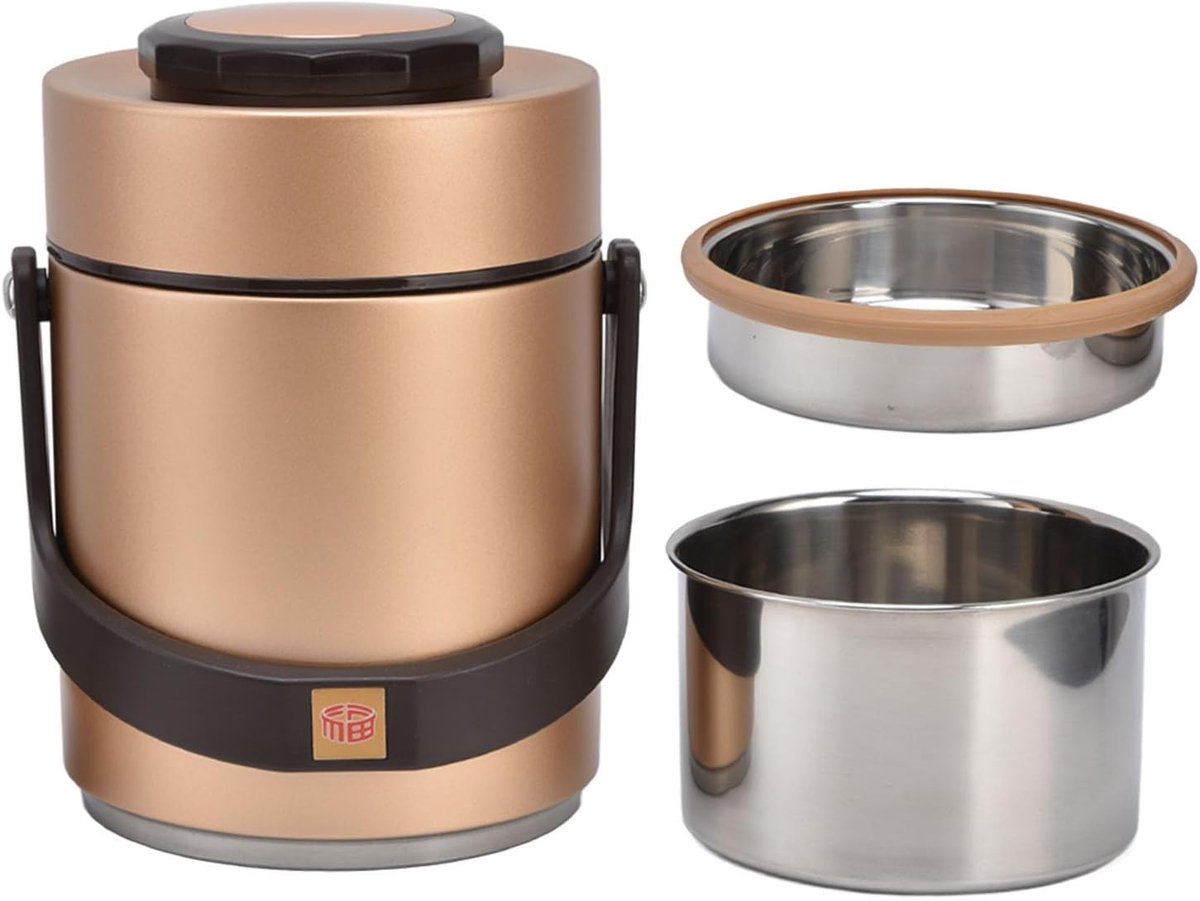 Vacuüm Lunchbox Geïsoleerde Soeppot Warm Eten Meenemen Brede Opening 21 x 16 x 16 cm Goud