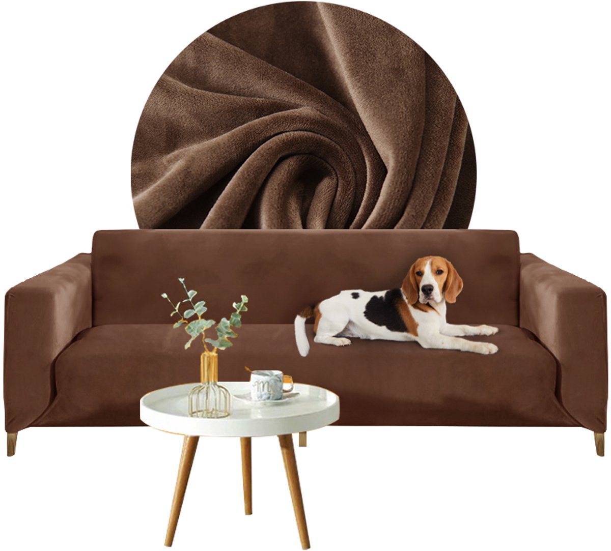 Meble odNowa Serie - Bruine Fluwelen Hoes voor Tweezitsbank - 145-185 cm