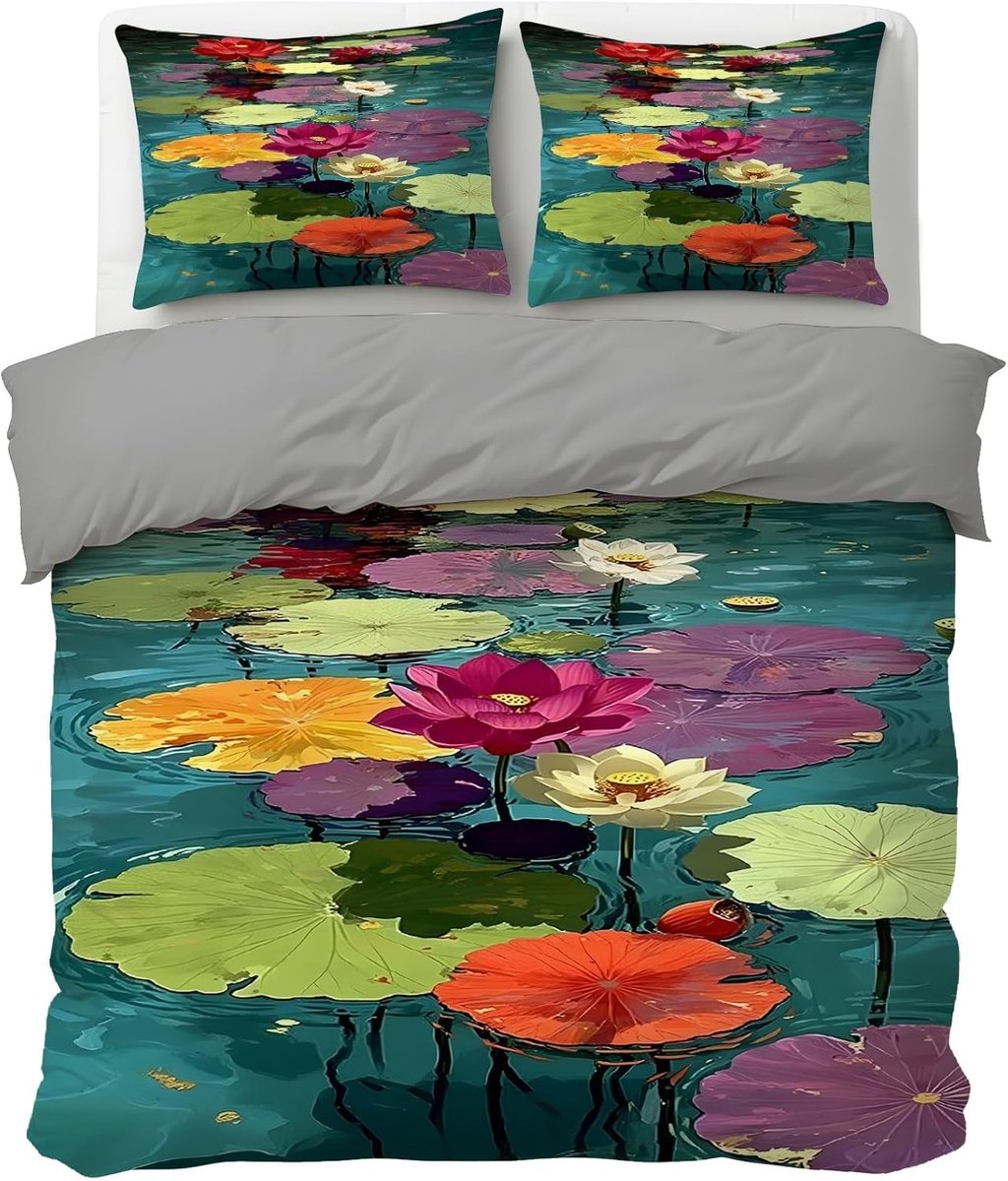 Peuter Dekbedovertrek Set - Dromerig Beddengoed - Slaapkamer Decoratie - Zacht Ademend Polyester - 120x150cm - Lotus Vijver