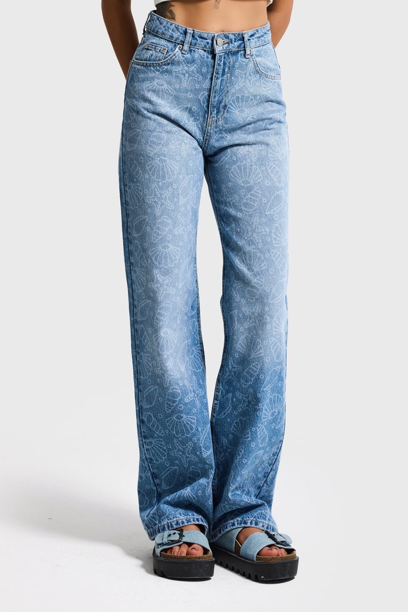 It's Basic - PRINTED STRAIGHT HIGH RISE JEANS