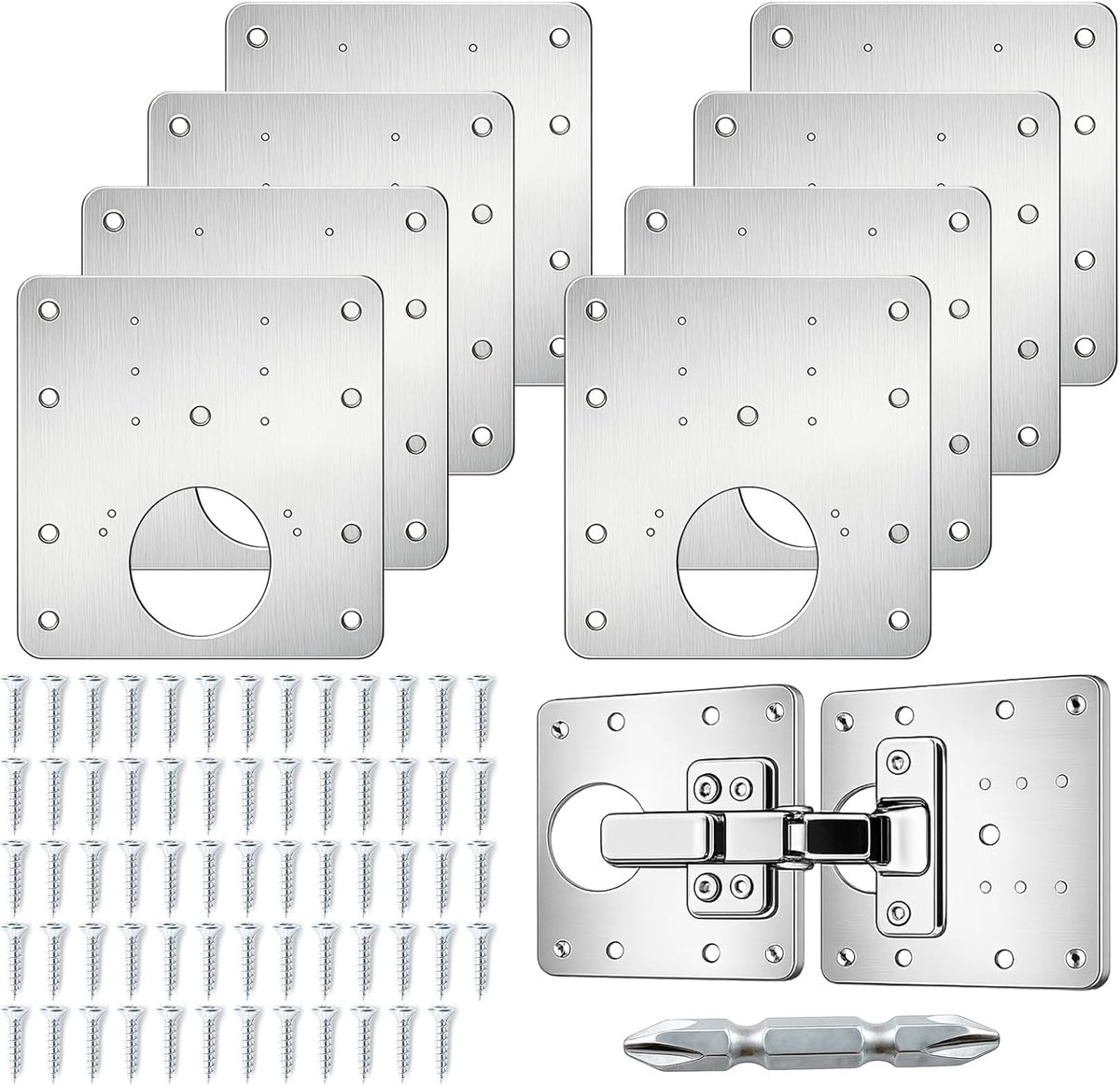Scharnier Reparatieplaten - Kastonderdelen Set - Meubel Reparatie - Duurzaam Roestvrij Staal - 9x9 cm