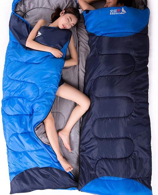 Draagbare Slaapzak - Dekenslaapzak - Outdoor Kamperen - Waterdicht Dubbellaags - 190 x 75 cm - Blauw — afbeelding 5