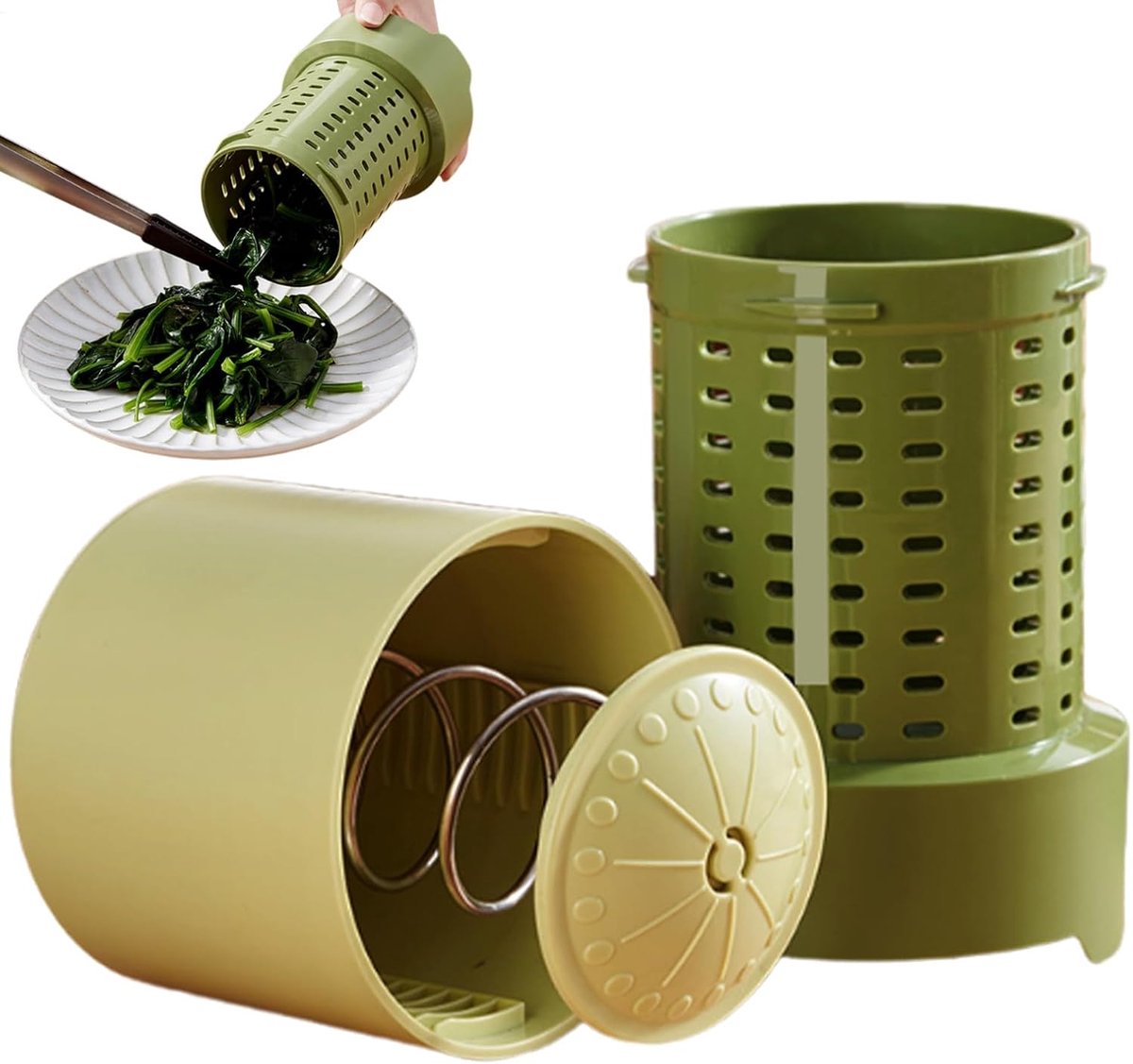 Handmatige Sapcentrifuge Keuken Perser Salade Groente Fruit Efficiënte Vochtverwijdering 16x12x16 cm Groen