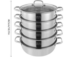 Allero Stoompan - Stoomkokers - 5-laags Stoomkoker - 26 cm - Roestvrijstaal - Glazen Deksel - Multi…