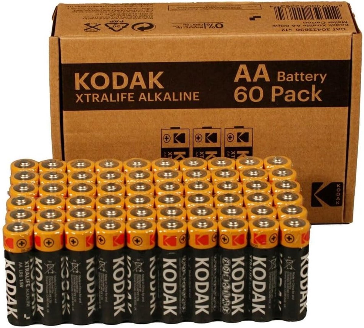Batterijen AA - Wegwerpbatterijen Alkaline - Energievoorziening Apparaten - Grote Verpakking 60 Stuks - 5.1 x 14.2 x 8.6 cm