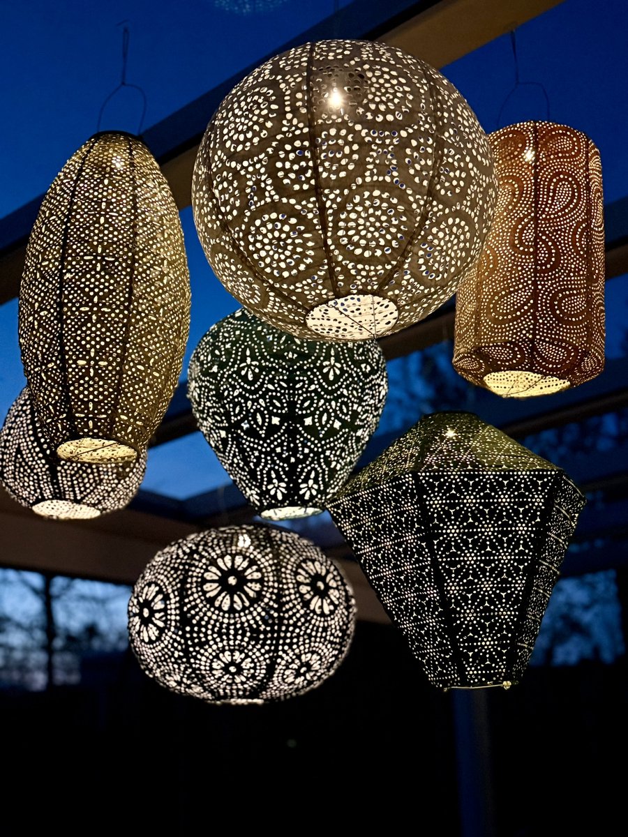 7 x Solar buiten Lampionnen met motief - Kortingpakket - tuinverlichting - zonne energie - buitenlamp - Tyvek Arabische Oosterse Lantaarn