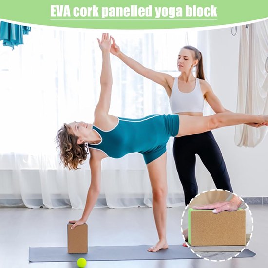 Yogablok Kurk - Oefenblok Hoge Dichtheid - Yoga Meditatie - Antislip Oppervlak - 23x15x8 cm - Groen — afbeelding 3