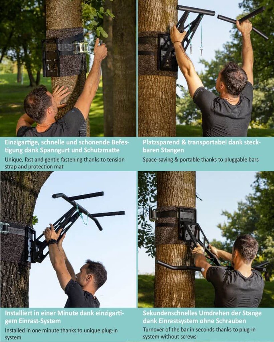 PULLUP & DIP Stainless Steel - Mobiele Pull-up & Dip Stang - Outdoor Wandmontage - Weersbestendig RVS - Afneembaar Systeem thumbnail 7