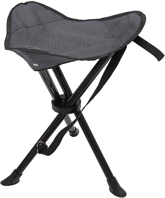 Opvouwbare Kruk - Visserskruk Klapstoel - Outdoor Zitten - Stabiel 3-Poten Ontwerp - 39cm Hoog - Grijs — afbeelding 5