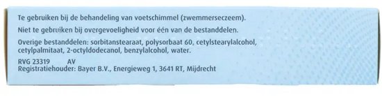 Canesten crème verpakking met ingrediënten en gebruiksinformatie.
