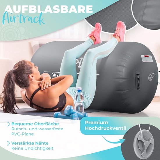 Opblaasbare Airtrack - Turnmat Balanstrainer - Gymnastiek Yoga Fitness - Inclusief Pomp Draagtas - 120 x 90 cm van Merkloos — afbeelding 2