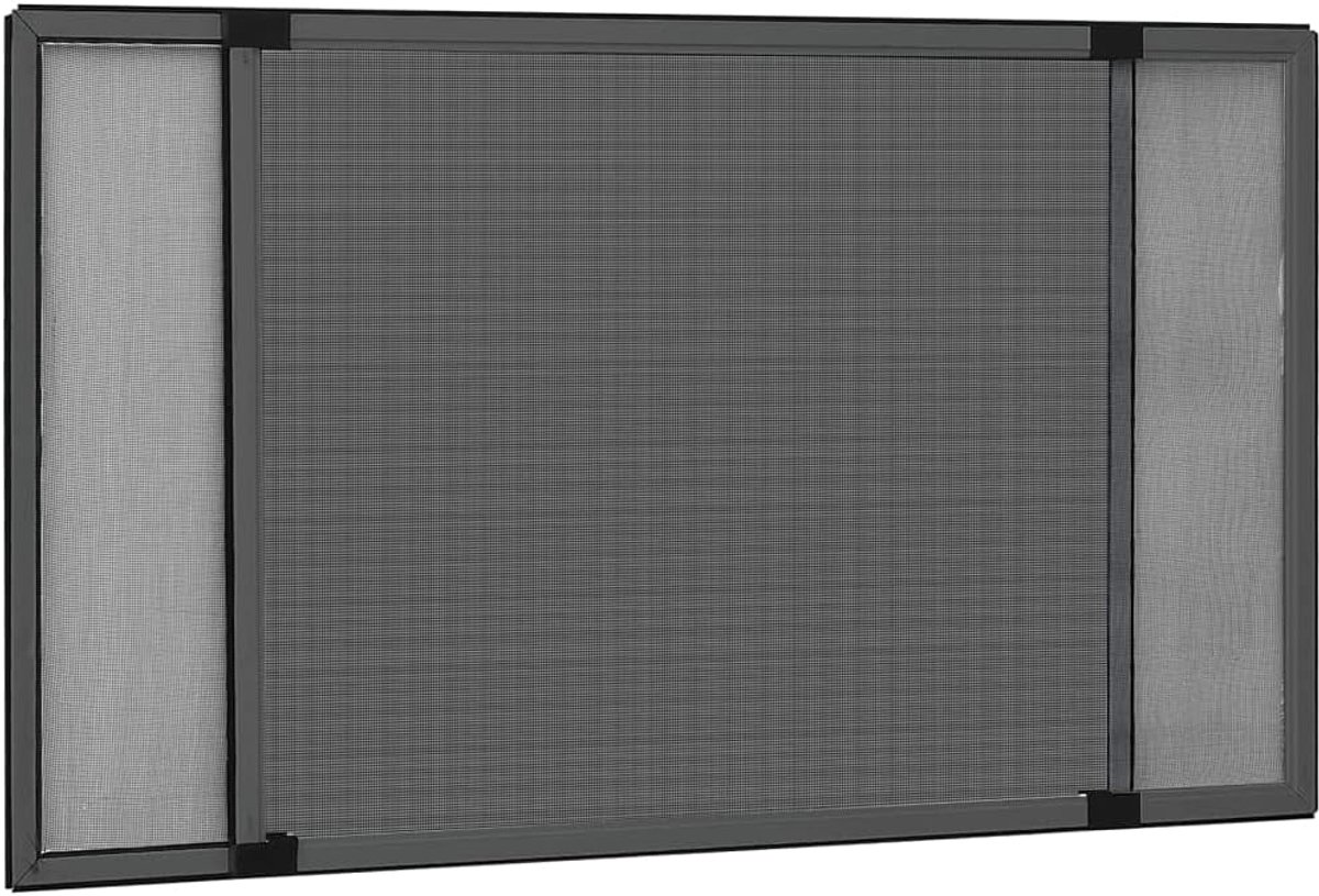 Raamhor Uitschuifbaar - Insectenwering - Frisse Lucht - Verstelbaar Frame - 75-143x50 cm - Antraciet