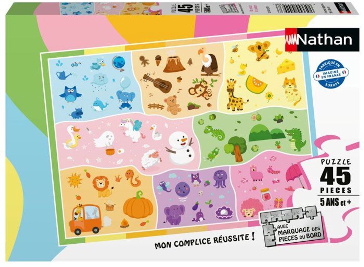 Nathan-Kinderpuzzel 45 stukjes - Een wereld van kleuren - 5-Jarigen van topkwaliteit - Puzzel van topkwaliteit - Dikke en Resistente Karton - 12004293