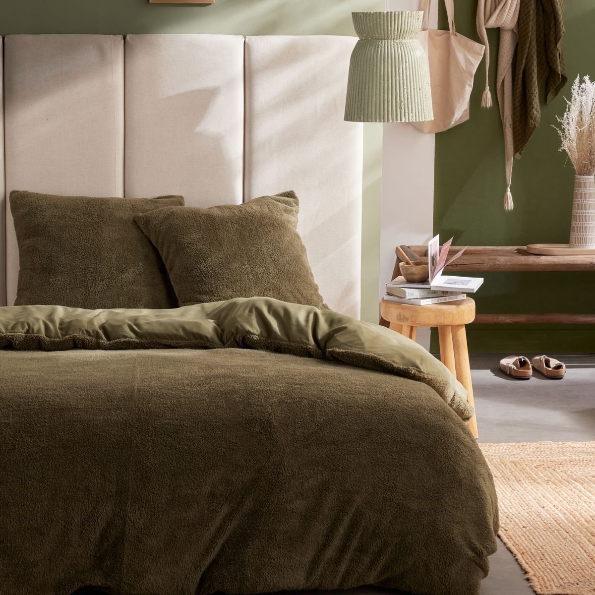 Beddengoed - VANDAAG - Teddy - 2 personen - 220 x 240 cm - Effen groen