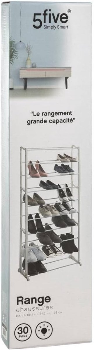 Schoenenrek - Schoenenkast - Ruimte Besparen - Stapelbaar Ontwerp - 165 x 165 x 1405 cm - Wit