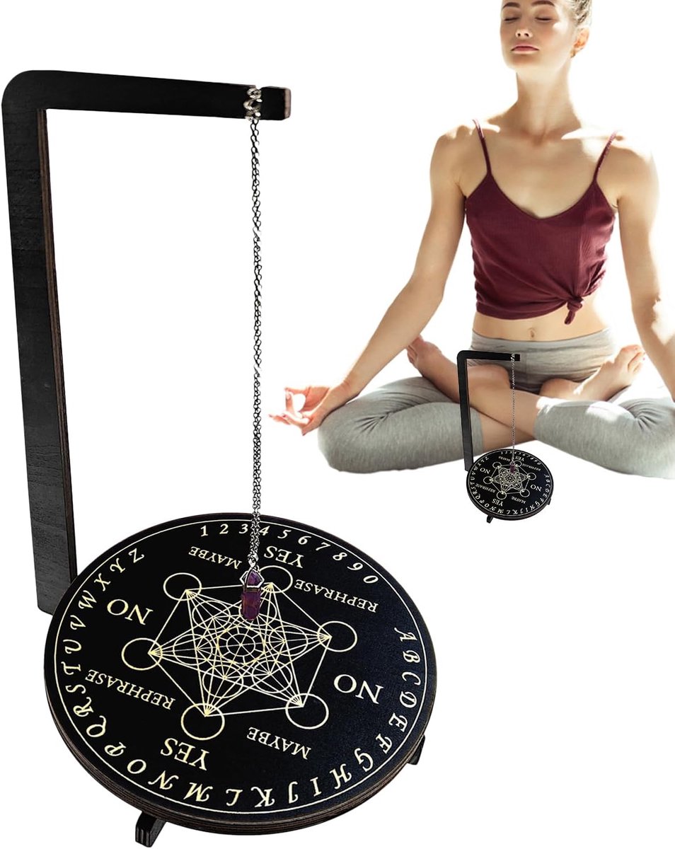 Houten Waarzeggingsbord - Spiritueel Bord Planchette - Meditatie Rituelen - Handgemaakt Mystiek Design - 17.8cm Diameter - Houtkleur