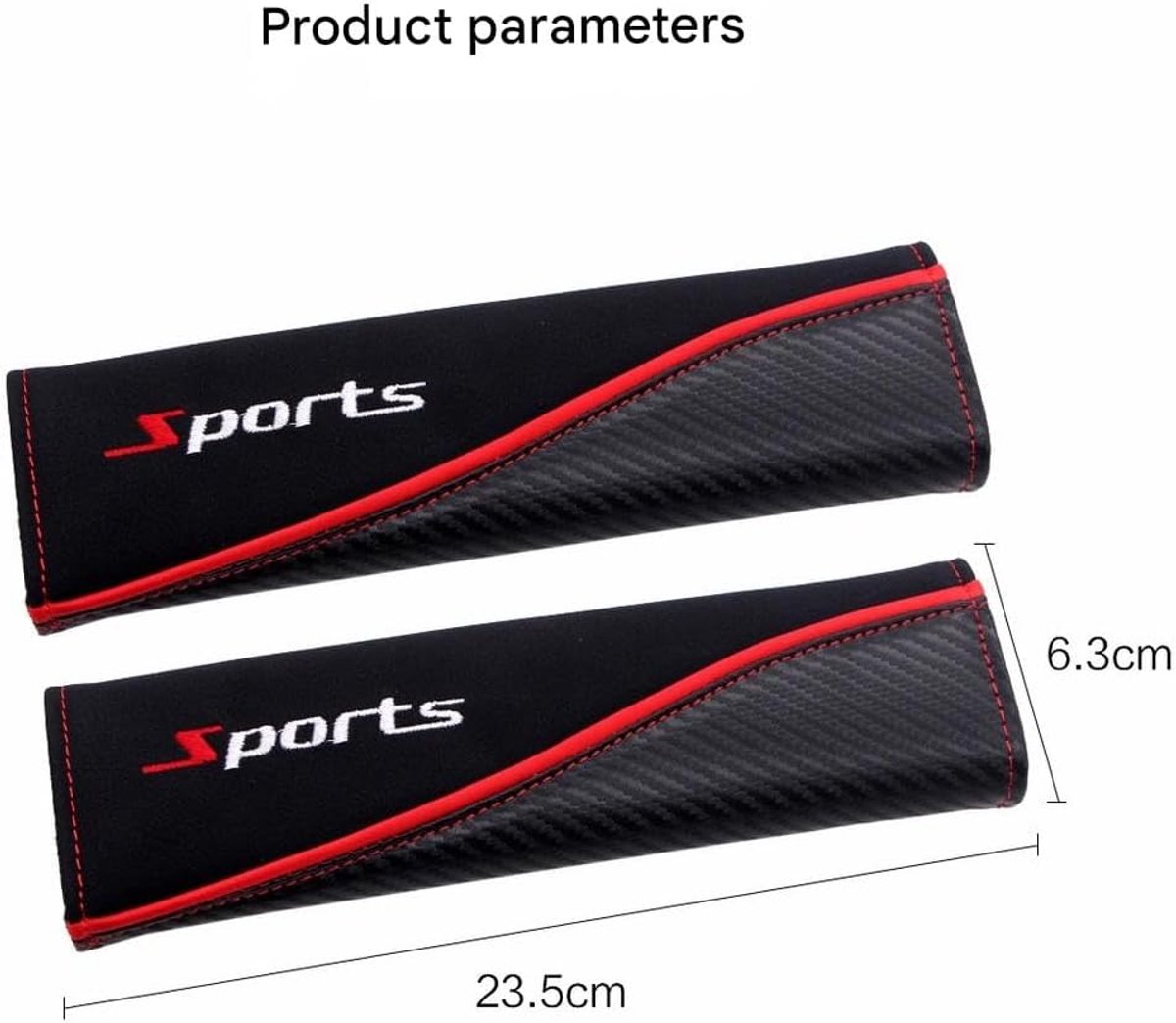 Gordelhoezen Set - Schouderkussens Auto - Comfortabel Rijden - Sportief Carbon-Look - 23.5 cm Lang - Zwart