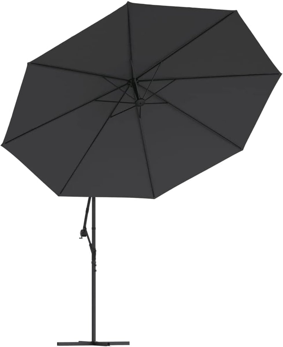 Zweefparasol Aluminium - Tuin Schaduwdoek - Buiten Zitten - Kantelbaar Ontwerp - 350cm Diameter - Zwart – foto 3