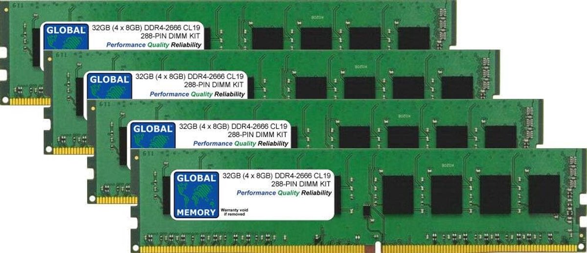 Geheugen RAM Kit - DDR4 DIMM - Desktop Upgrade - 32GB Capaciteit - 2666MHz Snelheid