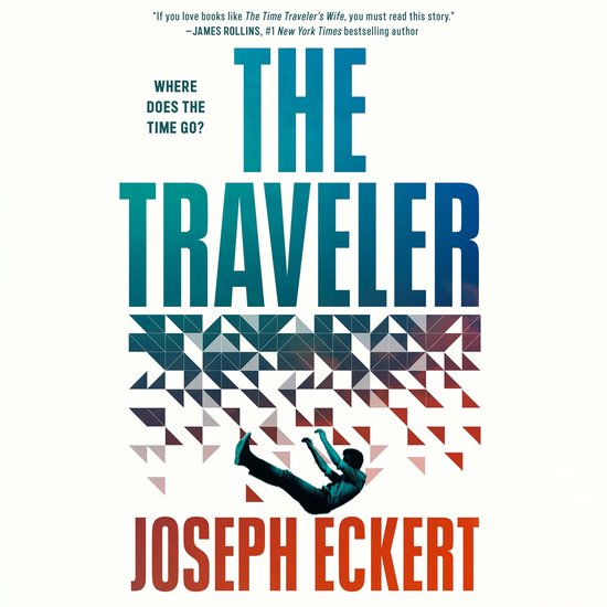 Boekomslag van 'The Traveler' door Joseph Eckert. Geometrisch patroon met een figuur dat eruit valt.