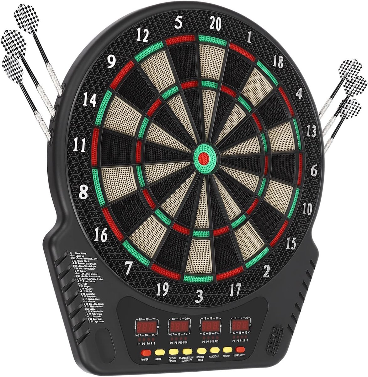 Elektronisch Dartbord - Dartmachine Set - Thuis Entertainment - Engelse Spraakweergave - 44x50.5cm - Zwart
