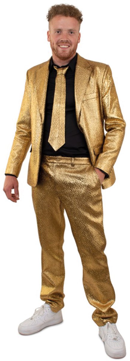 Glitter & Glamour Kostuum | Gouden Disco Glamour 3delig Kostuum Man | Maat 50 | Carnaval kostuum | Verkleedkleding - Carnaval kostuum heren