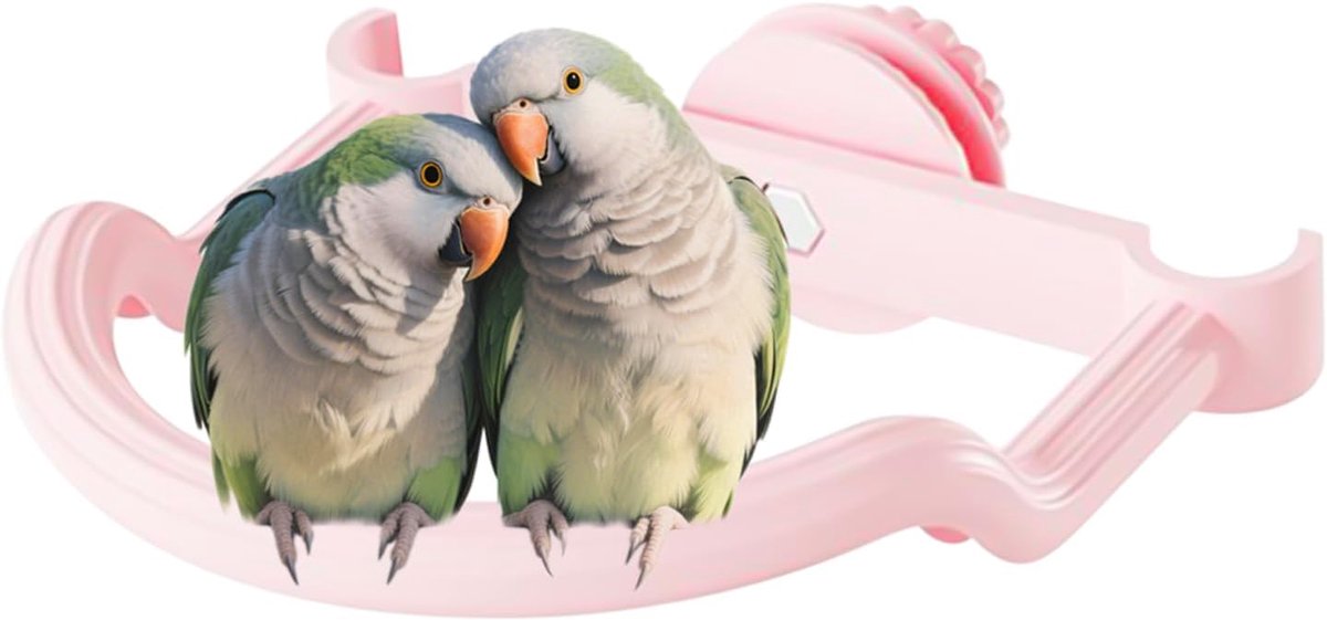 Vogel zitstok - Vogelkooi accessoire - Pootverzorging vogels - Antislip oppervlak - 14.6 x 16 x 5 cm - Roze