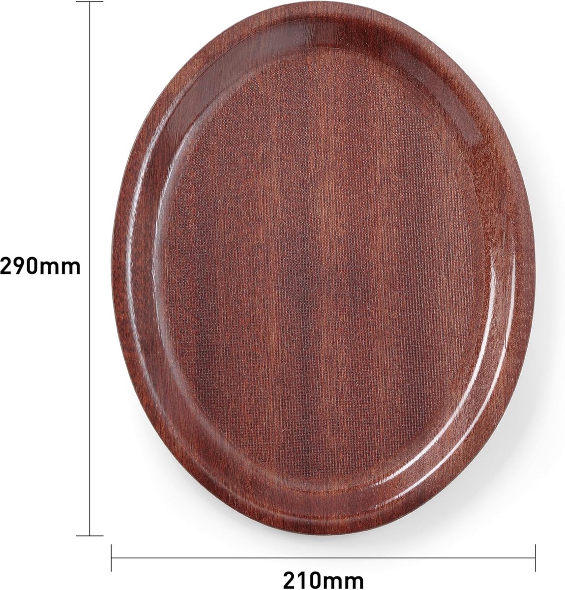 Ovaal Dienblad - Serveerschaal - Veilig Serveren - Antislip Coating - 29x21cm - Houtlook