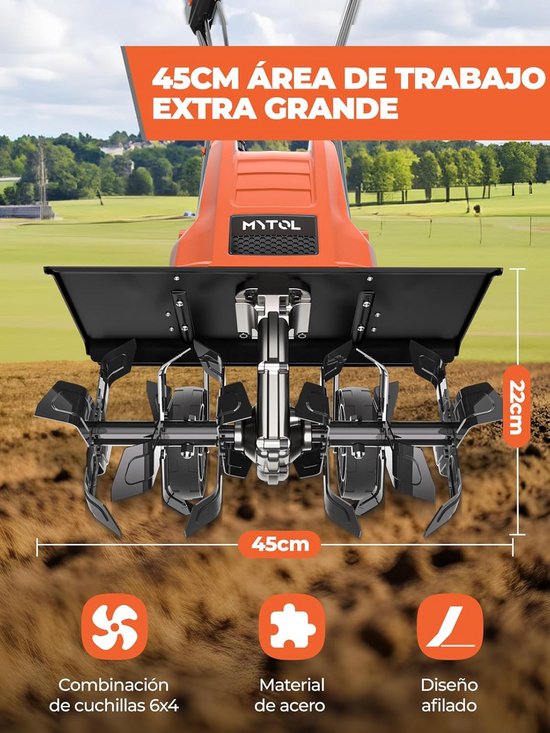 Lichte tuinfrees 1500 W met inklapbare handgreep en oververhittingsbeveiliging - 45 cm werkbreedte, 22 cm diepte van Merkloos	 — afbeelding 2