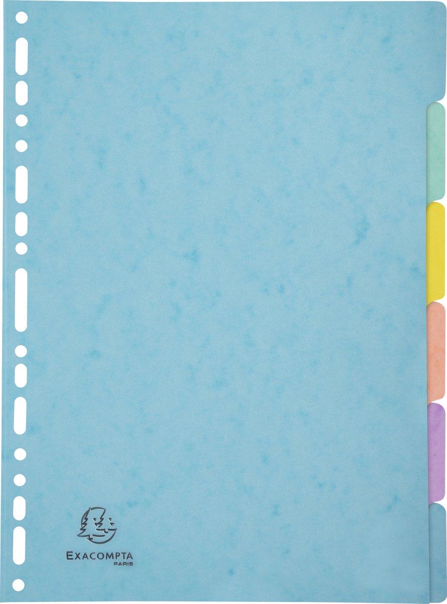 Exacompta 25x Tabbladen in glanskarton 400g/m2 Aquarel 6 verdelingen - A4 - Geassorteerd - 7706E