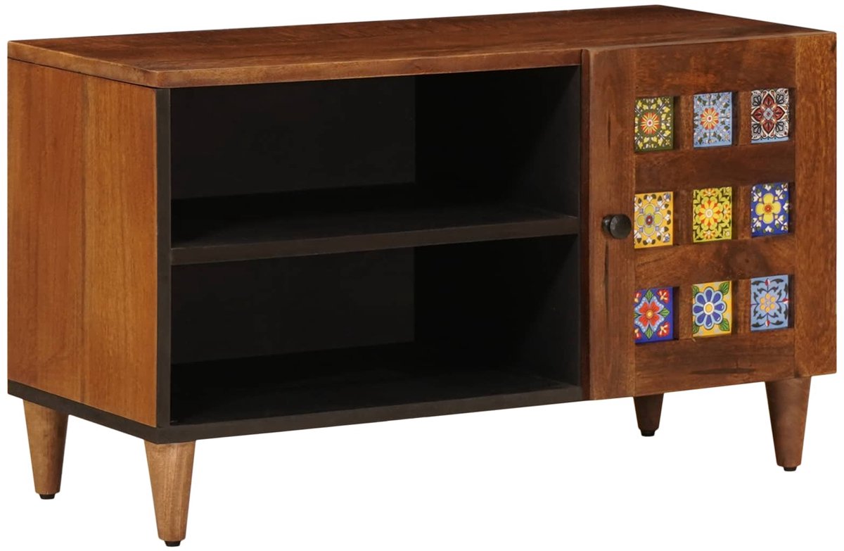 vidaXL - TV - Kast - Walnotenhout - 80 - x - 33 - x - 46 - cm - Massief - Mango - Hout
