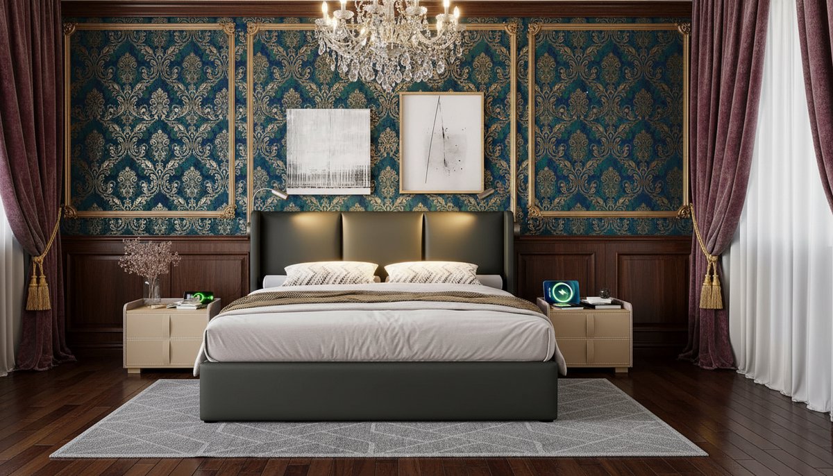 Gestoffeerd Tweepersoonsbed 160x200 cm Casa Velluto – Modern Opbergbed met Lattenbodem, US