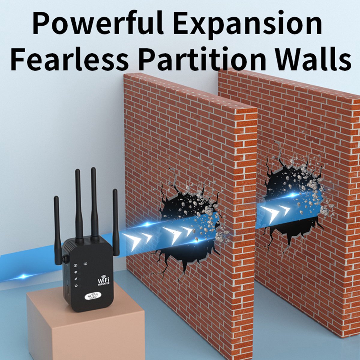 Nademoli WiFi Extender 1200M 4-Antenne Zwart - afbeelding 3