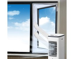 Afdichtingsset voor mobiele airconditioning - raamdeur - universeel geschikt - eenvoudige installatie - afvoerslang - ritssluiting - 4 meter lang