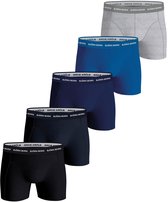 Björn Borg Cotton Stretch Boxershort Heren Blauw/Grijs/Zwart - 5 stuks - Heren onderbroeken - Katoenen Boxer - Maat L
