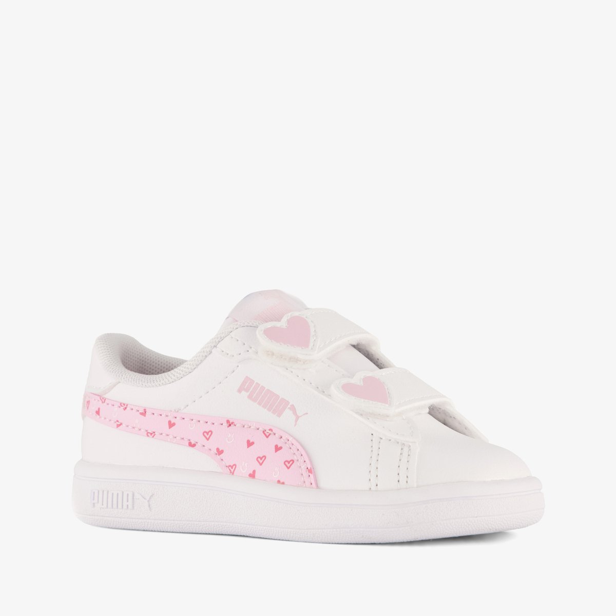 Puma Smash 3.0 Hearty V INF meisjes sneakers – Uitneembare zool Wit