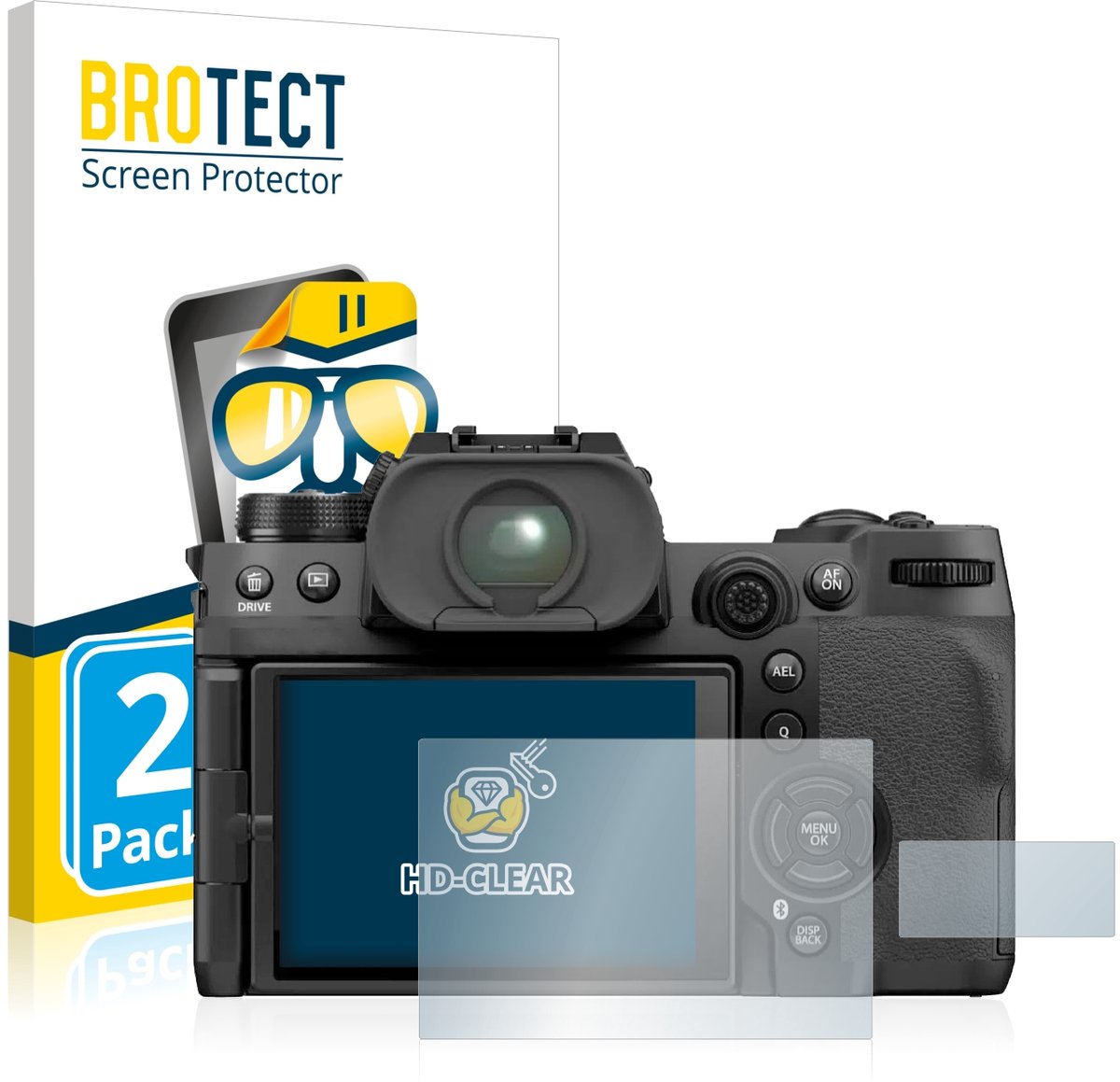 BROTECT - Screenprotector voor Fujifilm X-H2S - Folie Beschermfolie transparant 2 Stuks