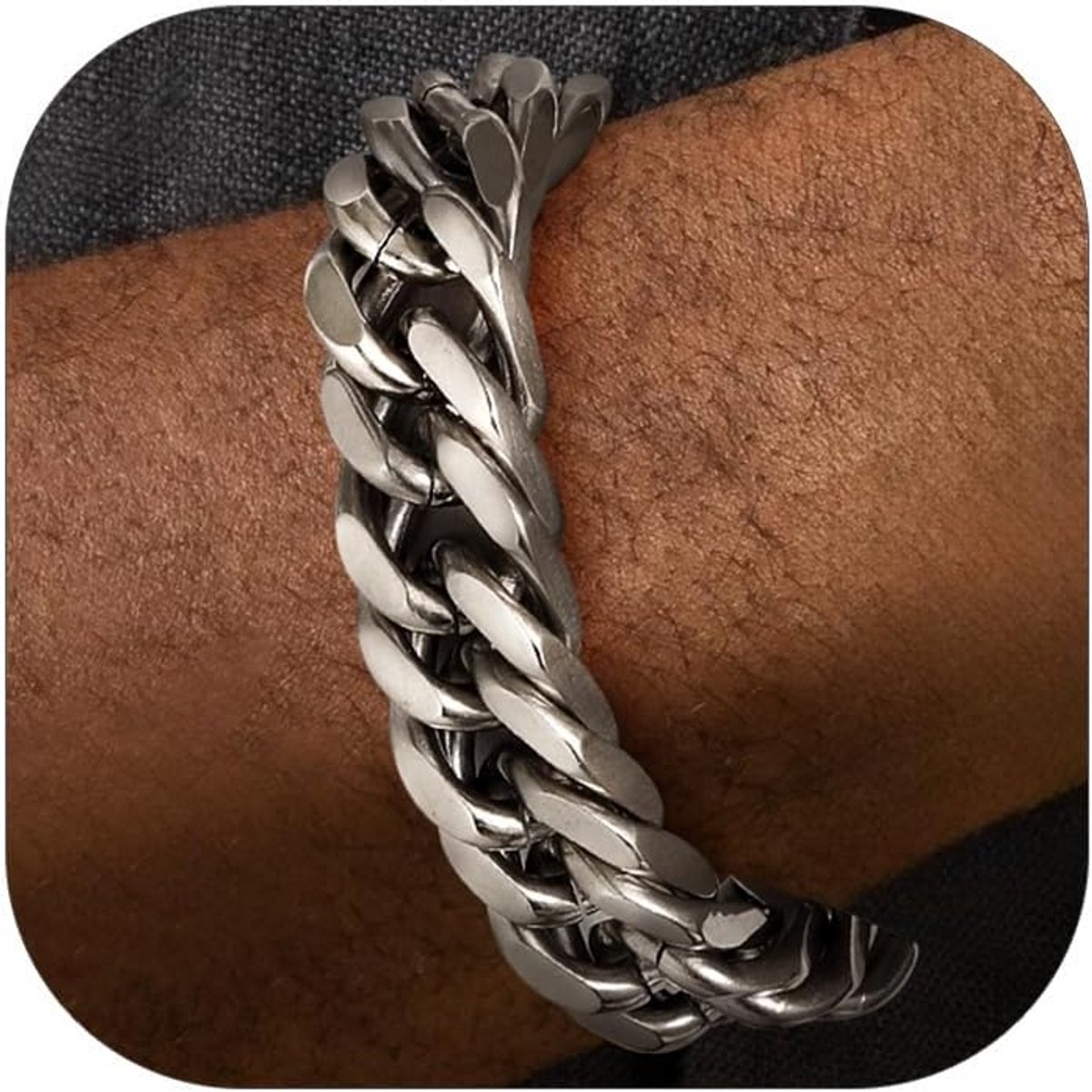 Stoere Herenarmband Roestvrij Staal - Punk Stijl Pantserketting 17mm