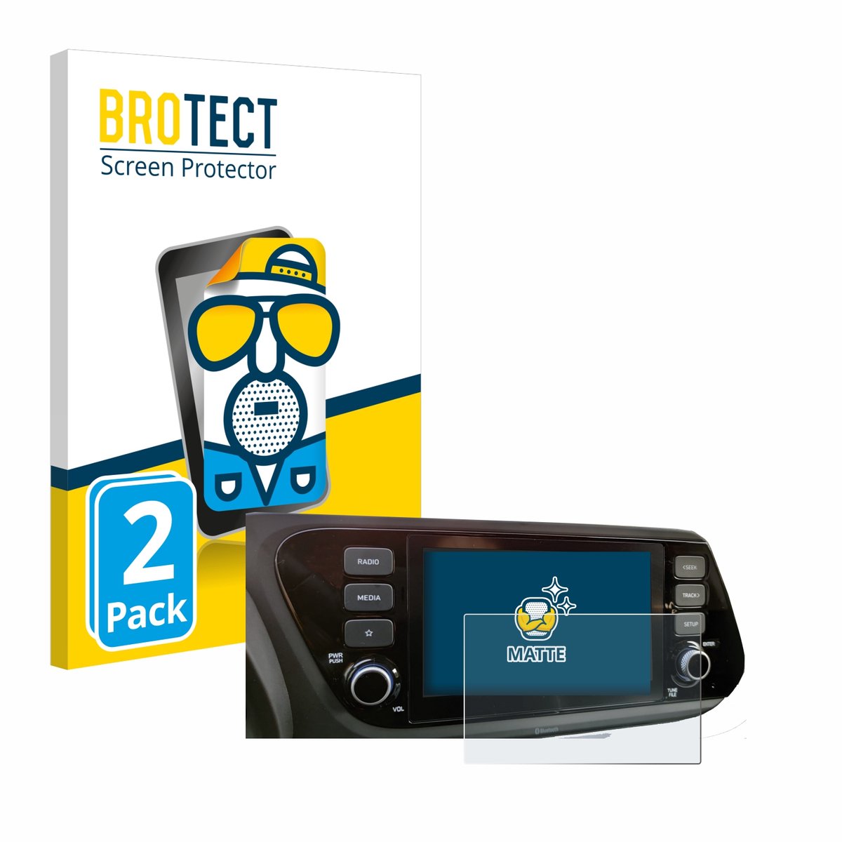 BROTECT - Screenprotector voor Hyundai i20 2020 8" - Folie Beschermfolie matte 2 Stuks
