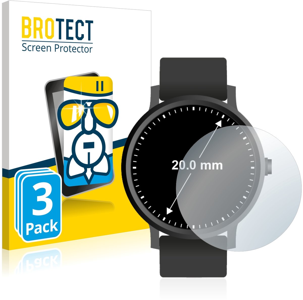 Screenprotector 3 Stuks voor Ronde Displays (ø: 20 mm) Beschermglas transparant